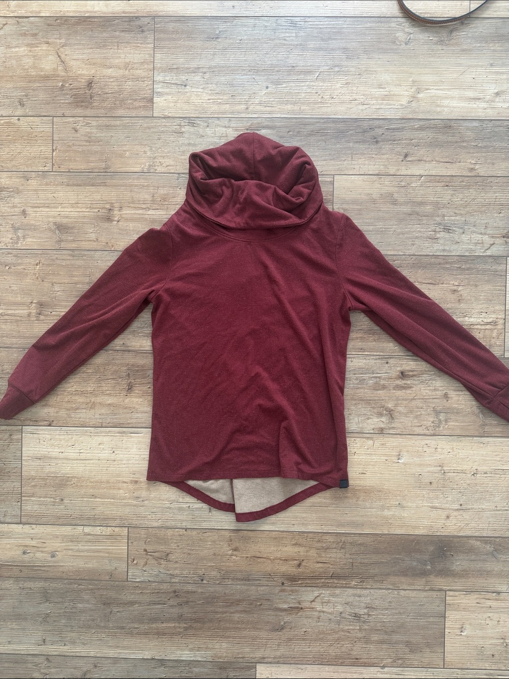 Women's Burgundy Cowl Neck Pullover Hoodie